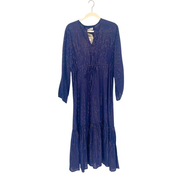 NWT India Collection by Emersen Fry Frances Maritime Lurex Women's Maxi Dress - Picture 2 of 13